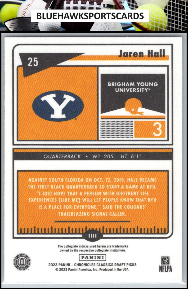 2023 Panini Chronicles Draft Picks #25 Jaren Hall Classics Premium Edition