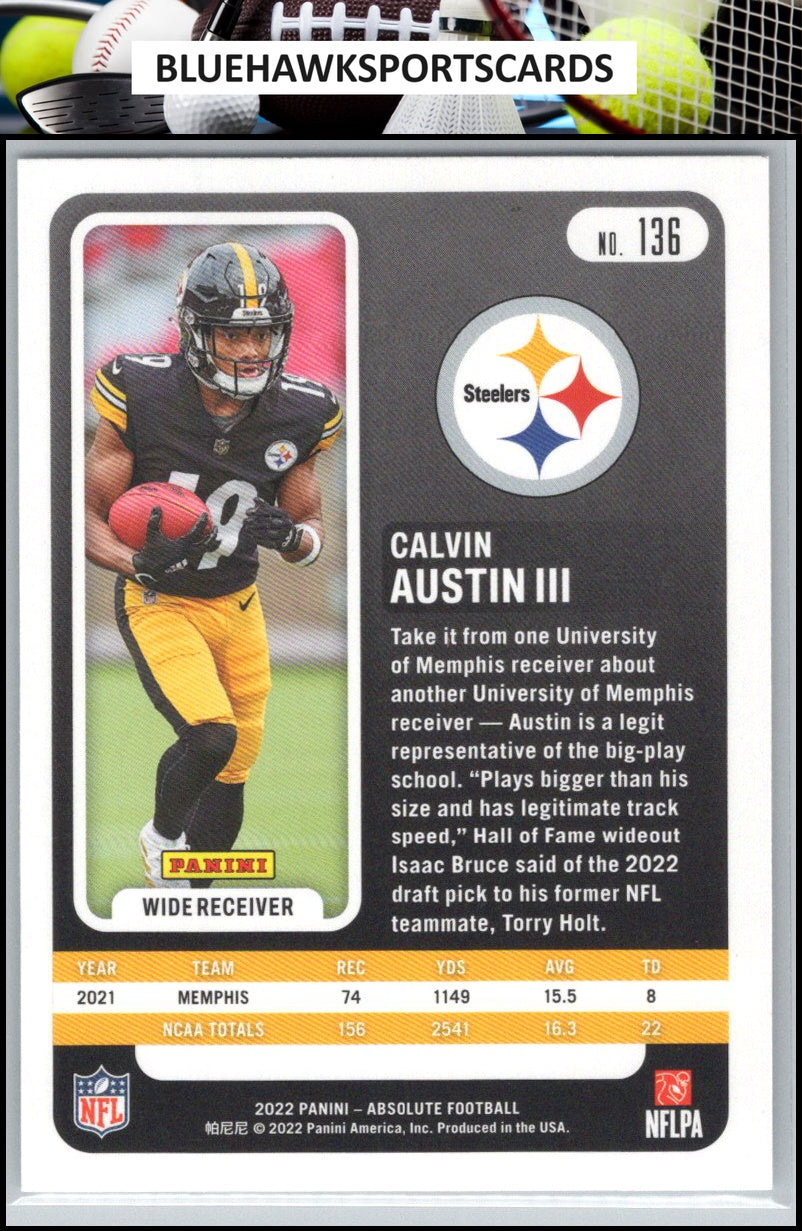 2022 Panini Absolute #136 Calvin Austin III Green