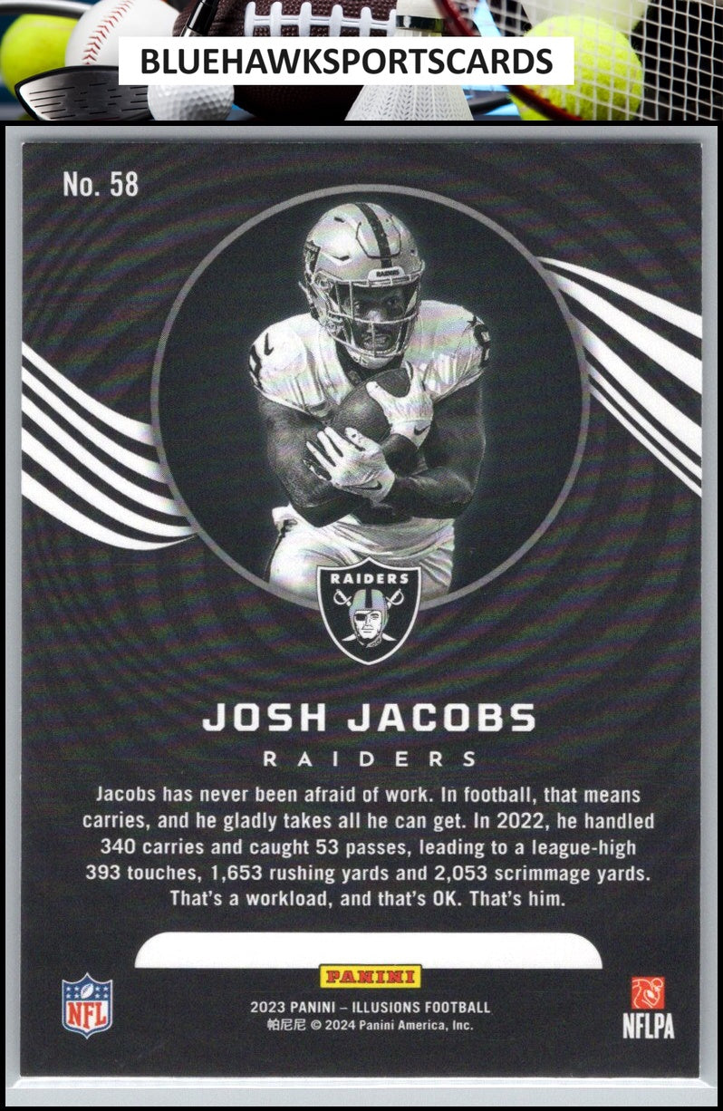 2023 Panini Illusions #58 Josh Jacobs Emerald Trophy Collection