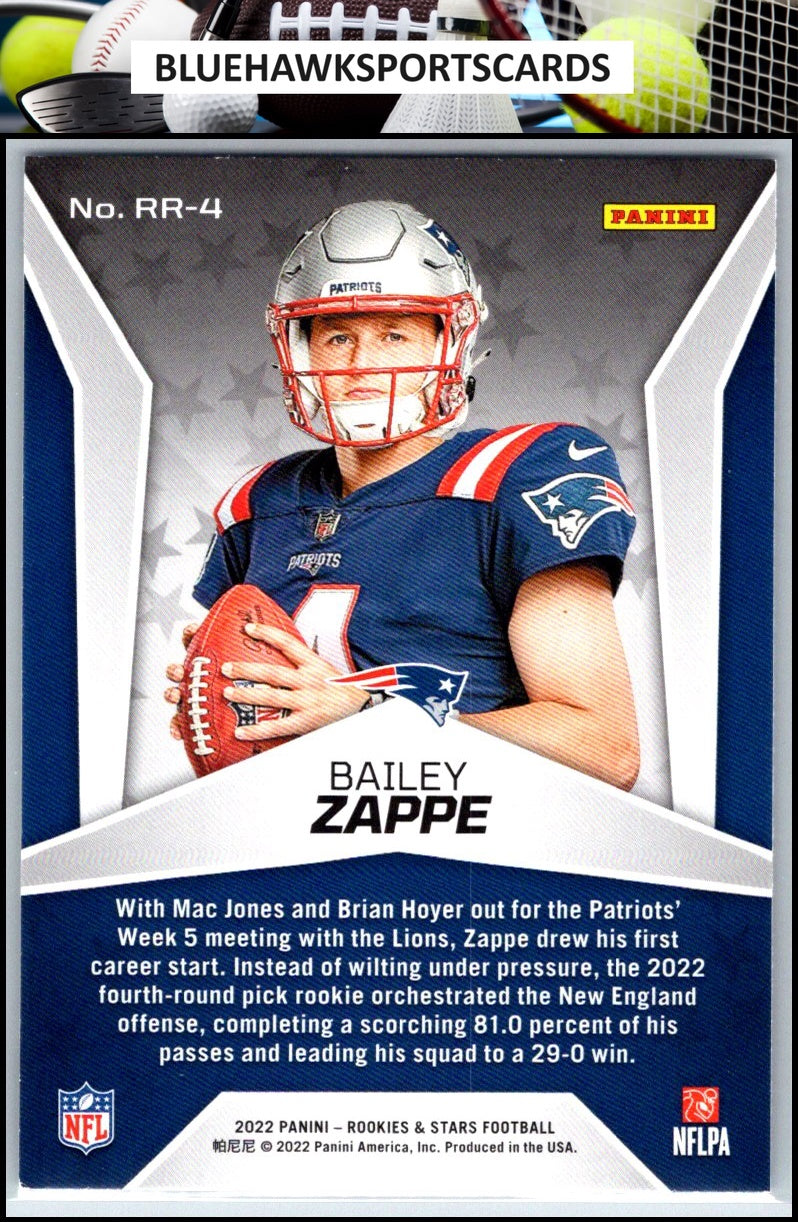 2022 Panini Rookies & Stars #RR-4 Bailey Zappe Rookie Rush