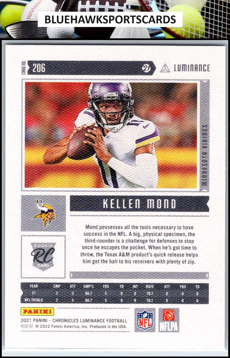 2021 Panini Chronicles #206 Kellen Mond Luminance Update Rookies