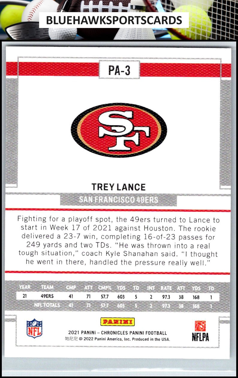 2021 Panini Chronicles #PA-3 Trey Lance Panini