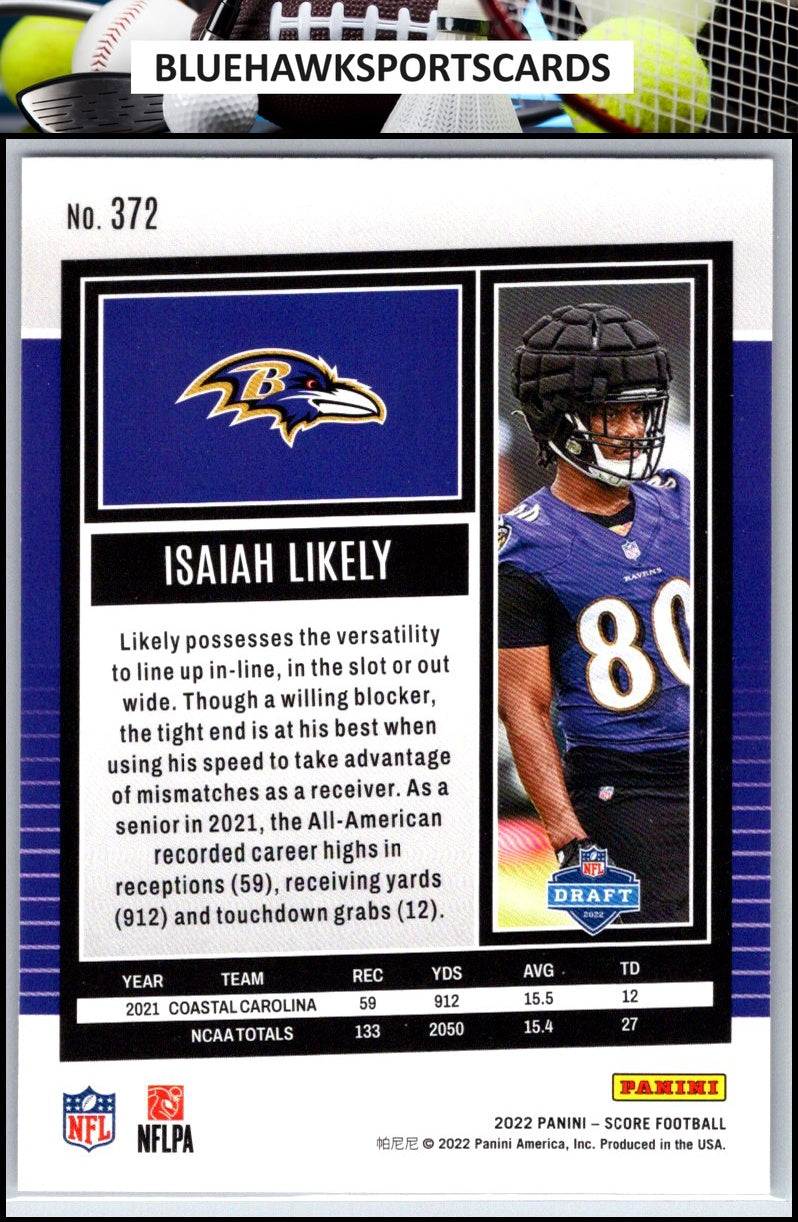 2022 Score #372 Isaiah Likely Purple