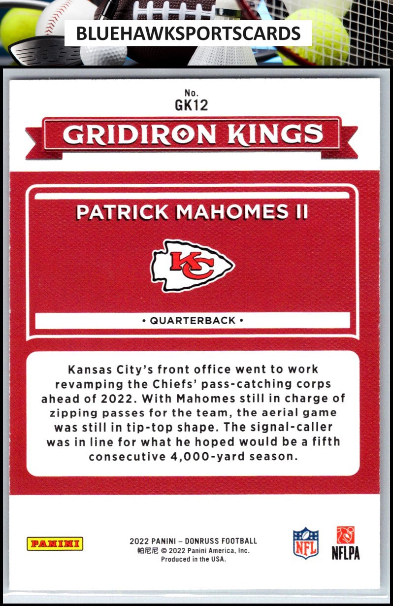 2022 Donruss #GK12 Patrick Mahomes II Gridiron Kings