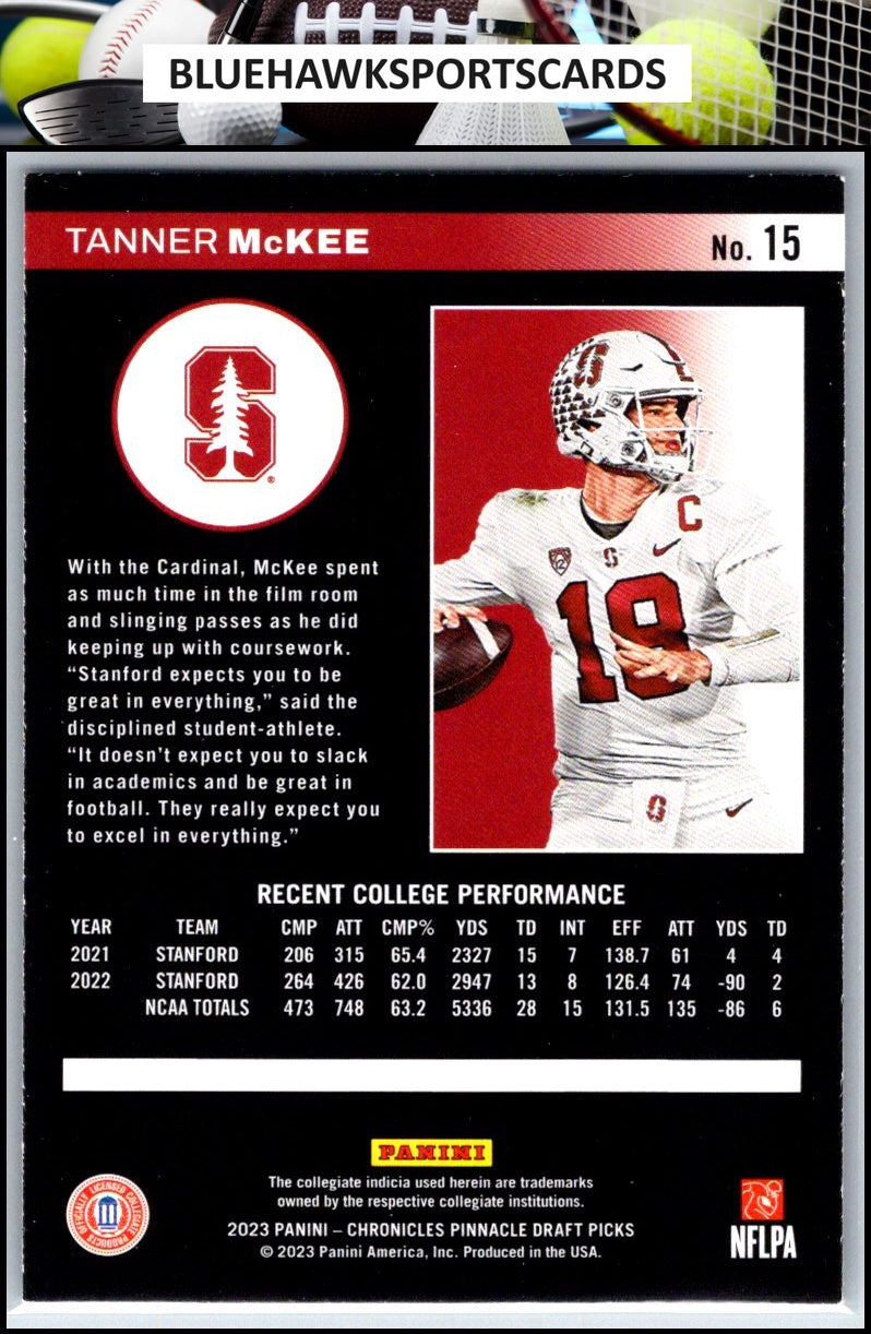 2023 Panini Chronicles Draft Picks #15 Tanner McKee Pinnacle
