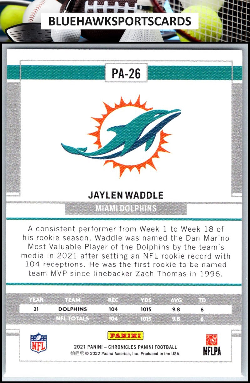 2021 Panini Chronicles #PA-26 Jaylen Waddle Panini
