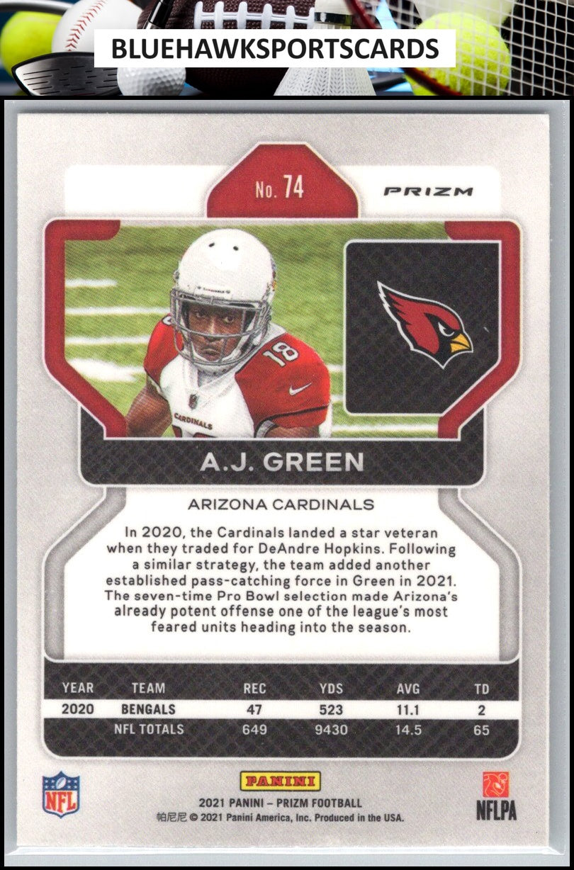 2021 Panini Prizm #74 A.J. Green Silver