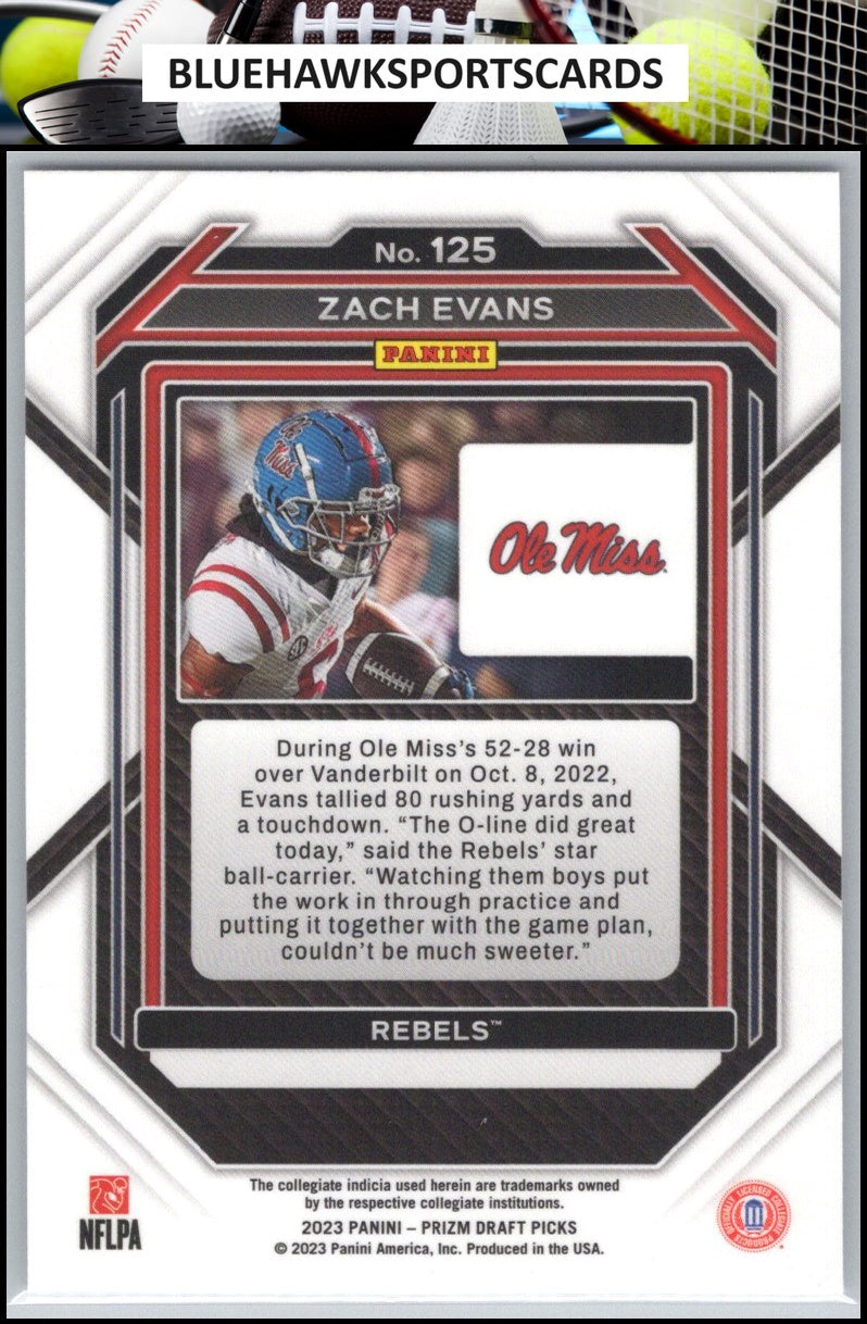 2023 Panini Prizm Draft Picks #125 Zach Evans