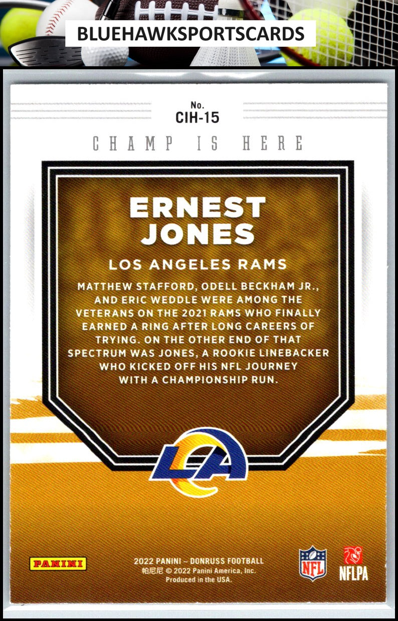2022 Donruss #CIH-15 Ernest Jones Champ is Here