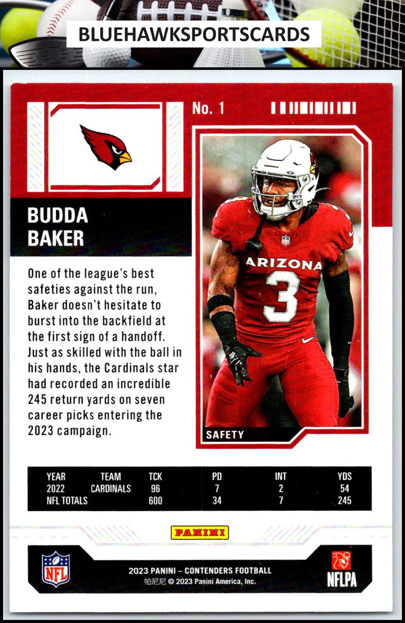 2023 Panini Contenders #1 Budda Baker Season Ticket Retail