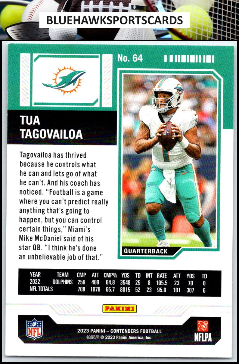 2023 Panini Contenders #64 Tua Tagovailoa Season Ticket Retail