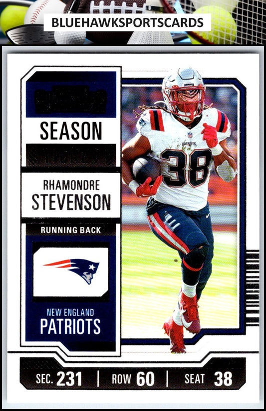 2023 Panini Contenders #71 Rhamondre Stevenson Season Ticket Retail