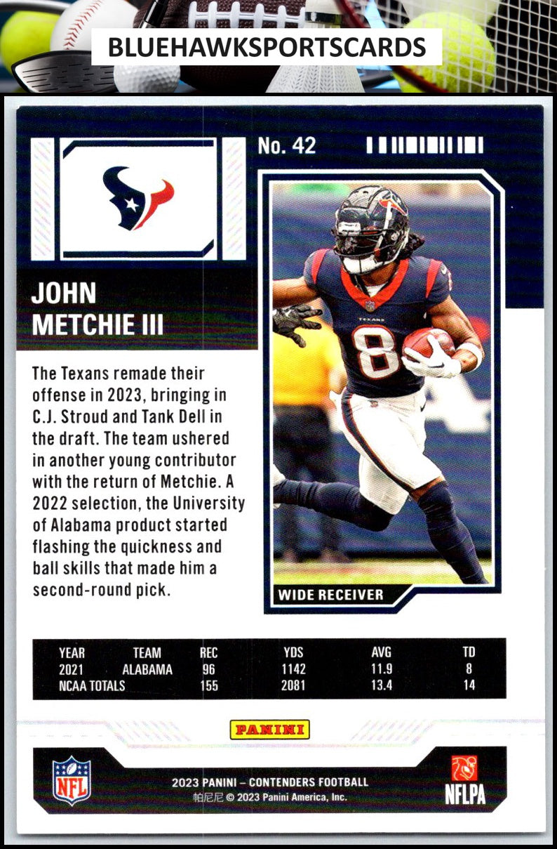 2023 Panini Contenders #42 John Metchie III Season Ticket Retail