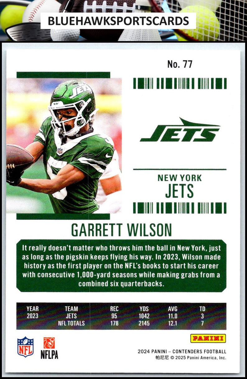 2024 Panini Contenders #77 Garrett Wilson Season Ticket Retail