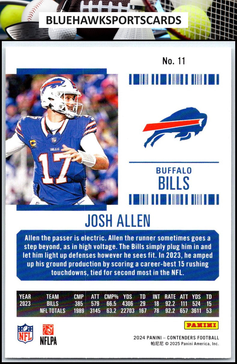 2024 Panini Contenders #11 Josh Allen Season Ticket Retail