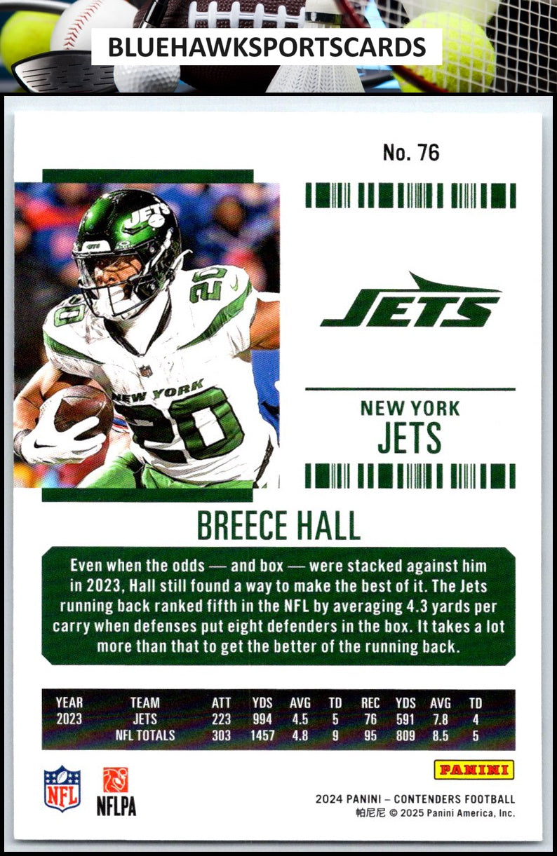 2024 Panini Contenders #76 Breece Hall Season Ticket Retail