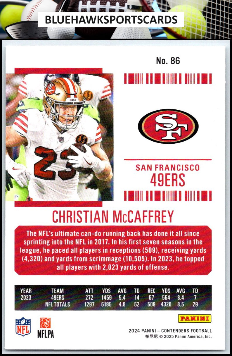 2024 Panini Contenders #86 Christian McCaffrey Season Ticket Retail