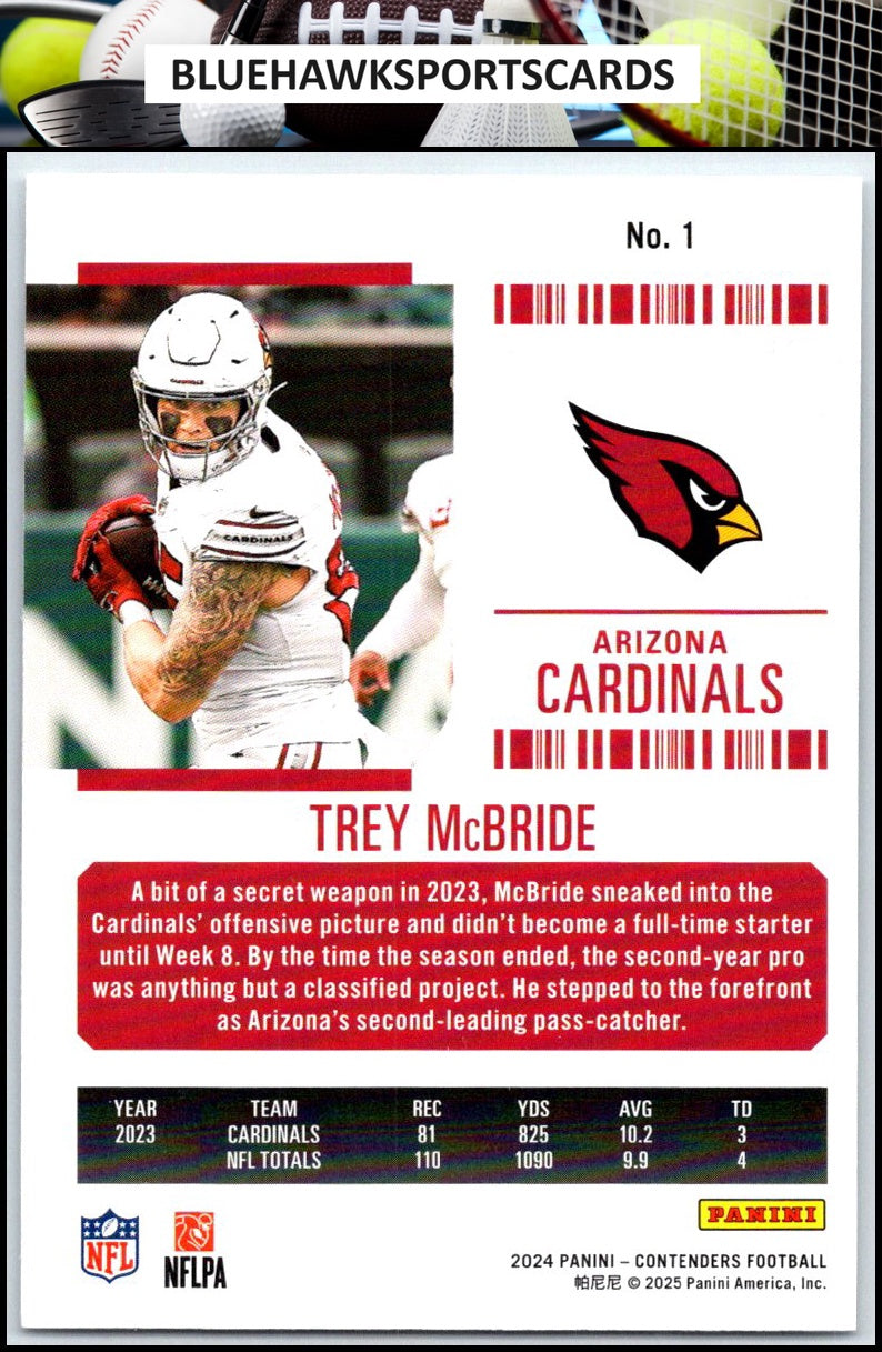 2024 Panini Contenders #1 Trey McBride Season Ticket Retail