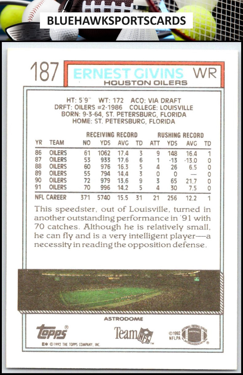 1992 Topps #187 Ernest Givins
