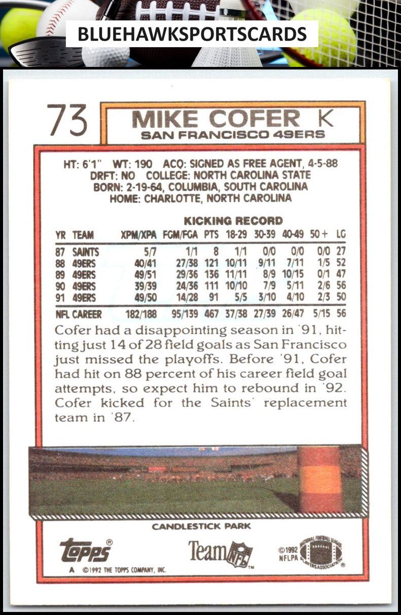 1992 Topps #73b Mike Cofer