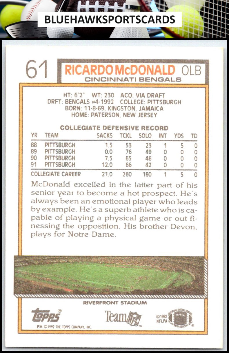 1992 Topps #61 Ricardo McDonald