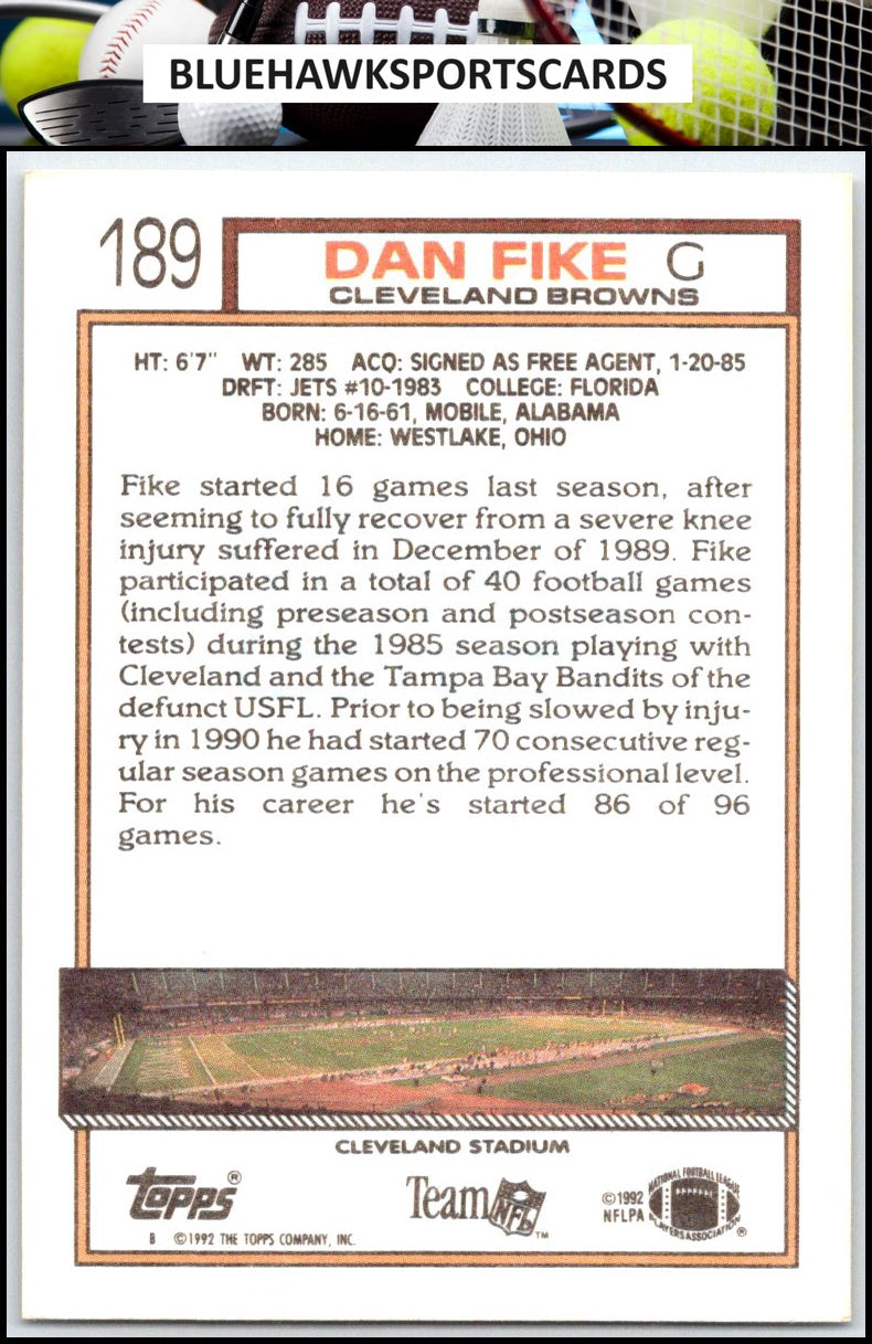 1992 Topps #189 Dan Fike