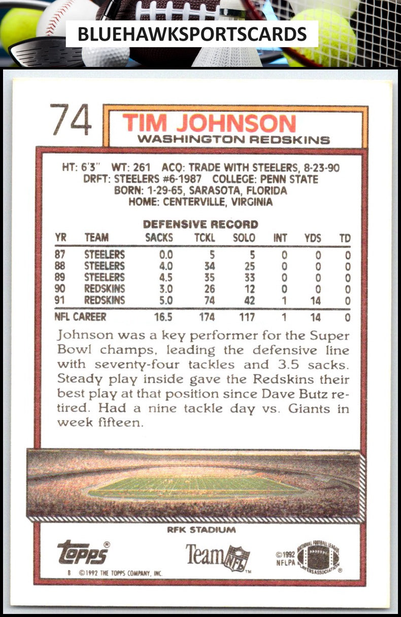 1992 Topps #74 Tim Johnson