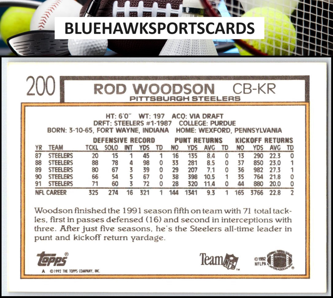 1992 Topps #200 Rod Woodson