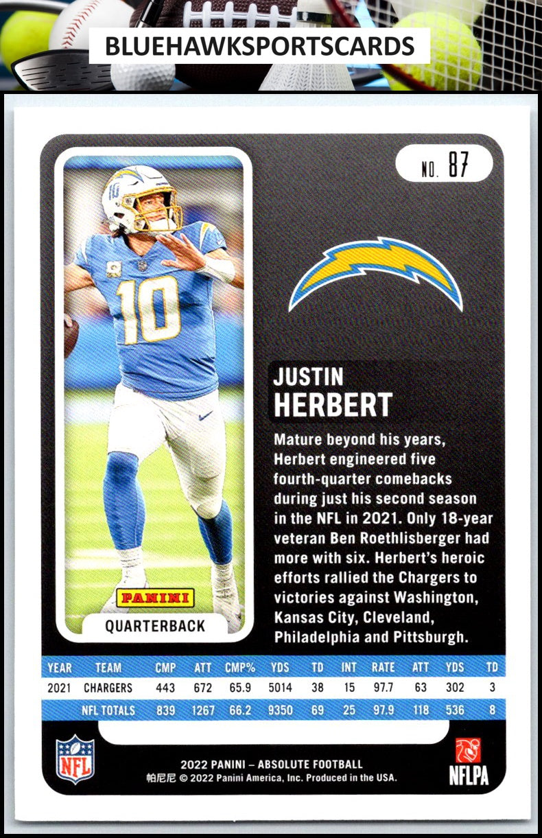 2022 Panini Absolute #87 Justin Herbert Retail