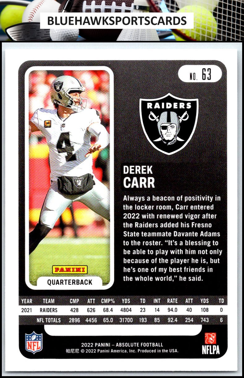 2022 Panini Absolute #63 Derek Carr Retail