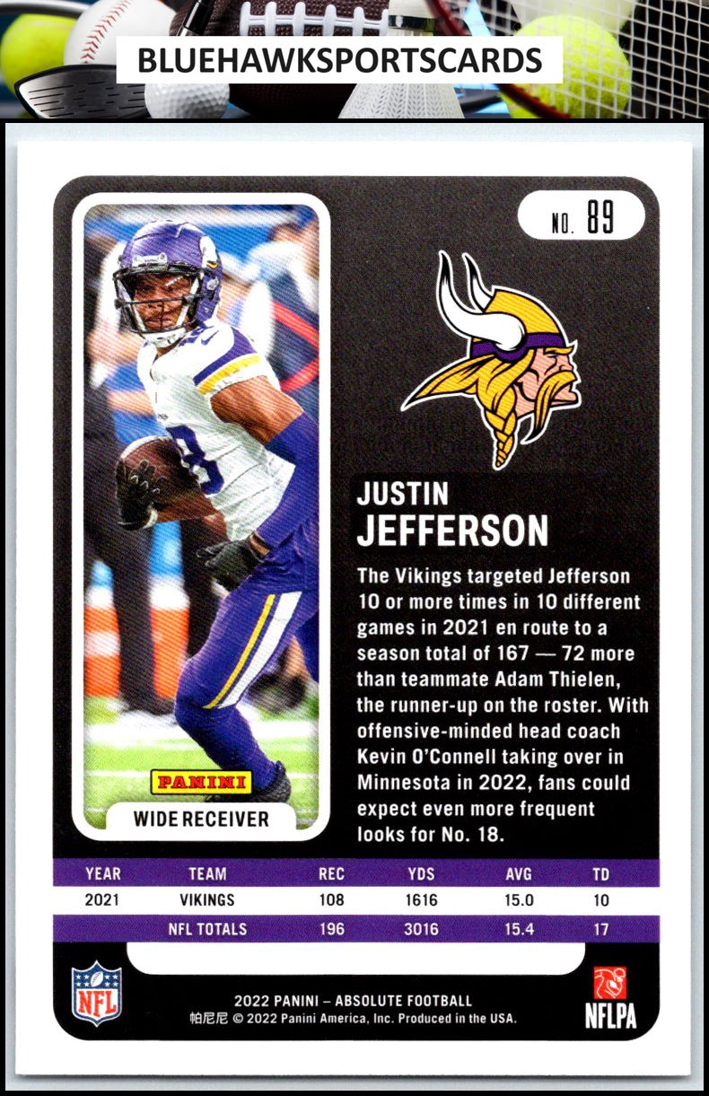 2022 Panini Absolute #89 Justin Jefferson Retail