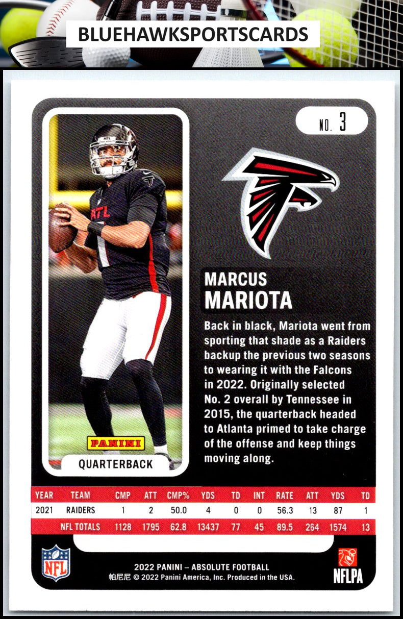 2022 Panini Absolute #3 Marcus Mariota Retail