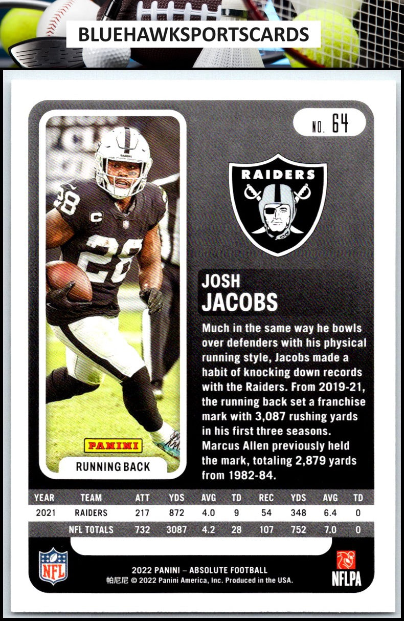 2022 Panini Absolute #64 Josh Jacobs Retail