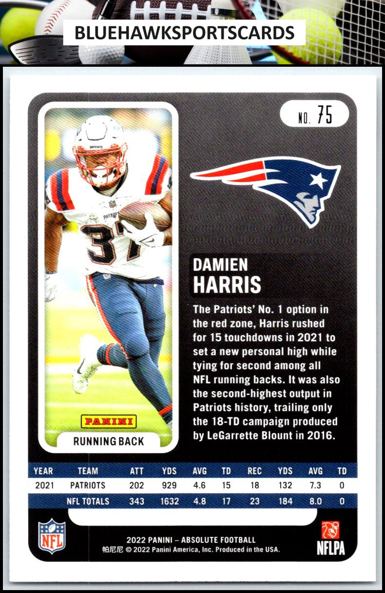 2022 Panini Absolute #75 Damien Harris Retail