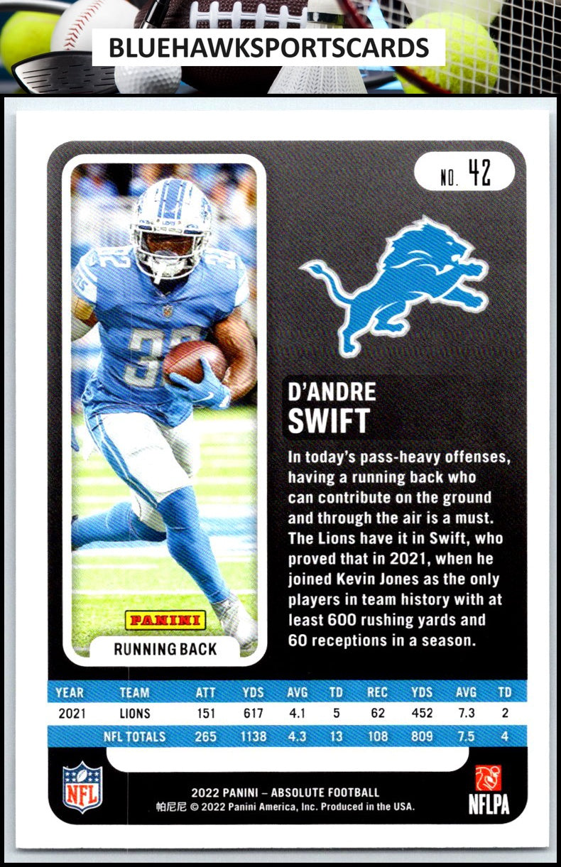 2022 Panini Absolute #42 D'Andre Swift Retail