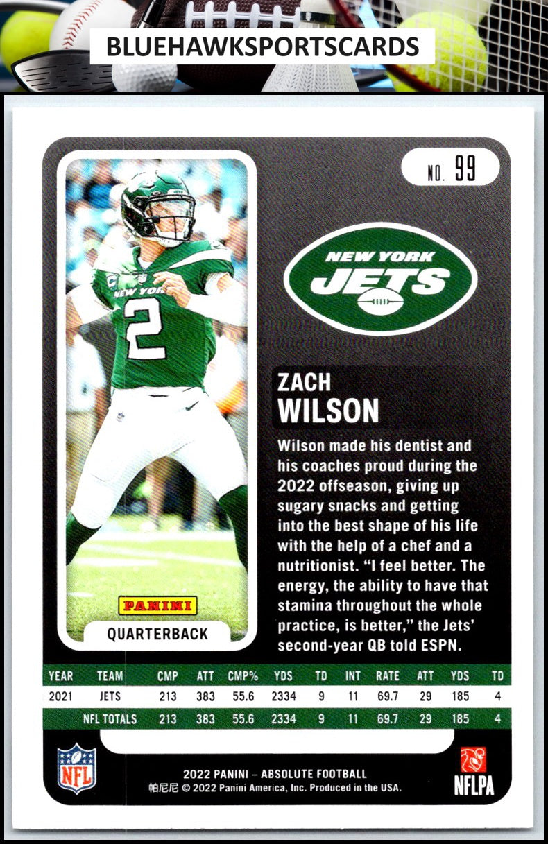 2022 Panini Absolute #99 Zach Wilson Retail