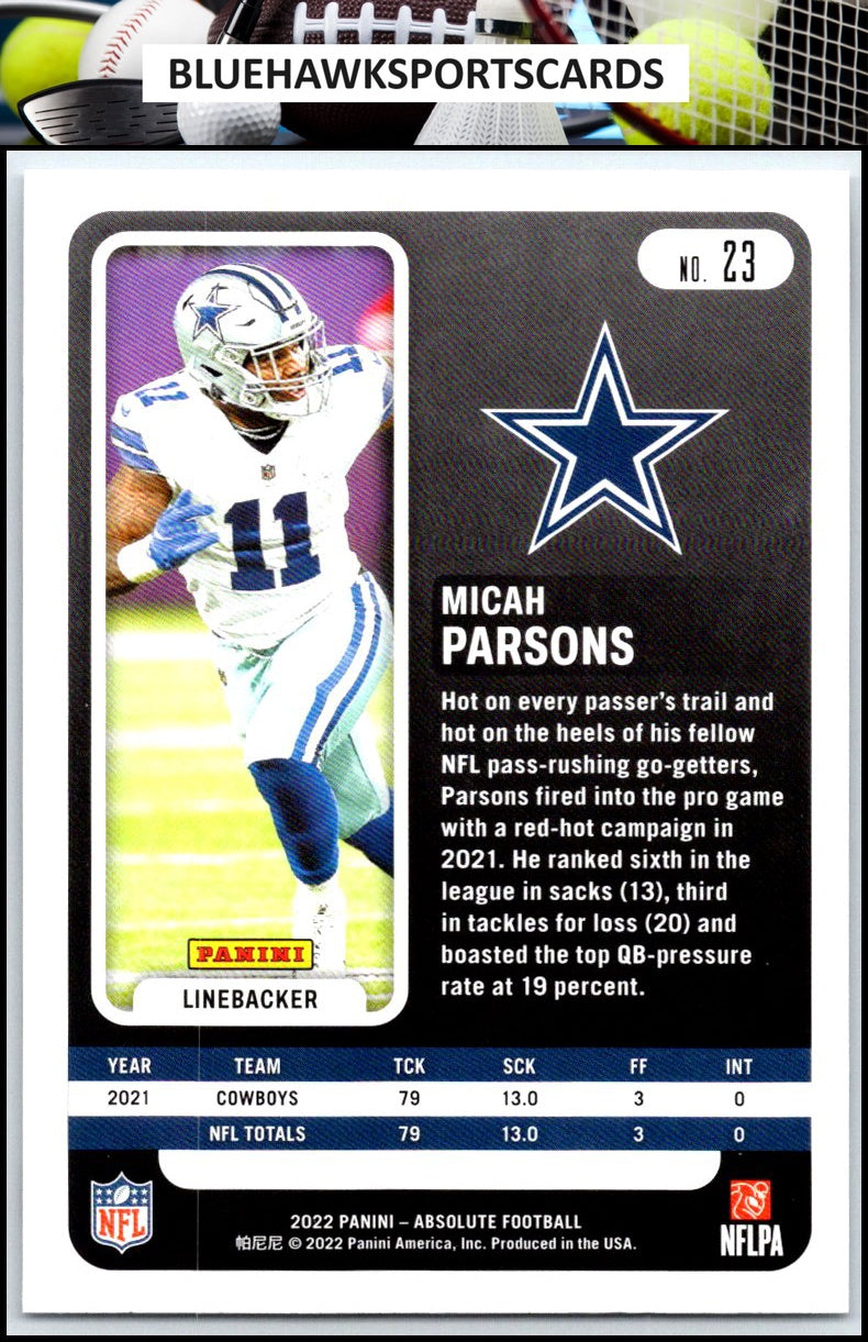 2022 Panini Absolute #23 Micah Parsons Retail