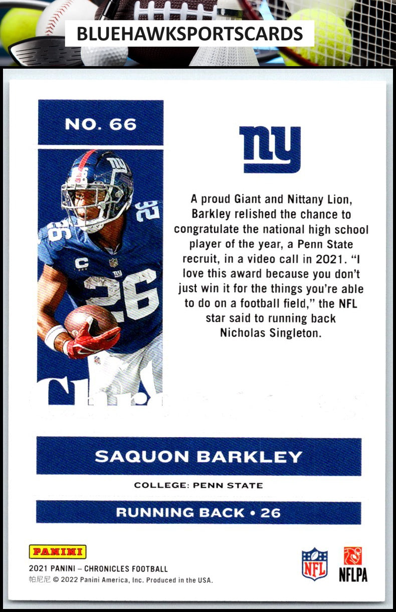 2021 Panini Chronicles #66 Saquon Barkley