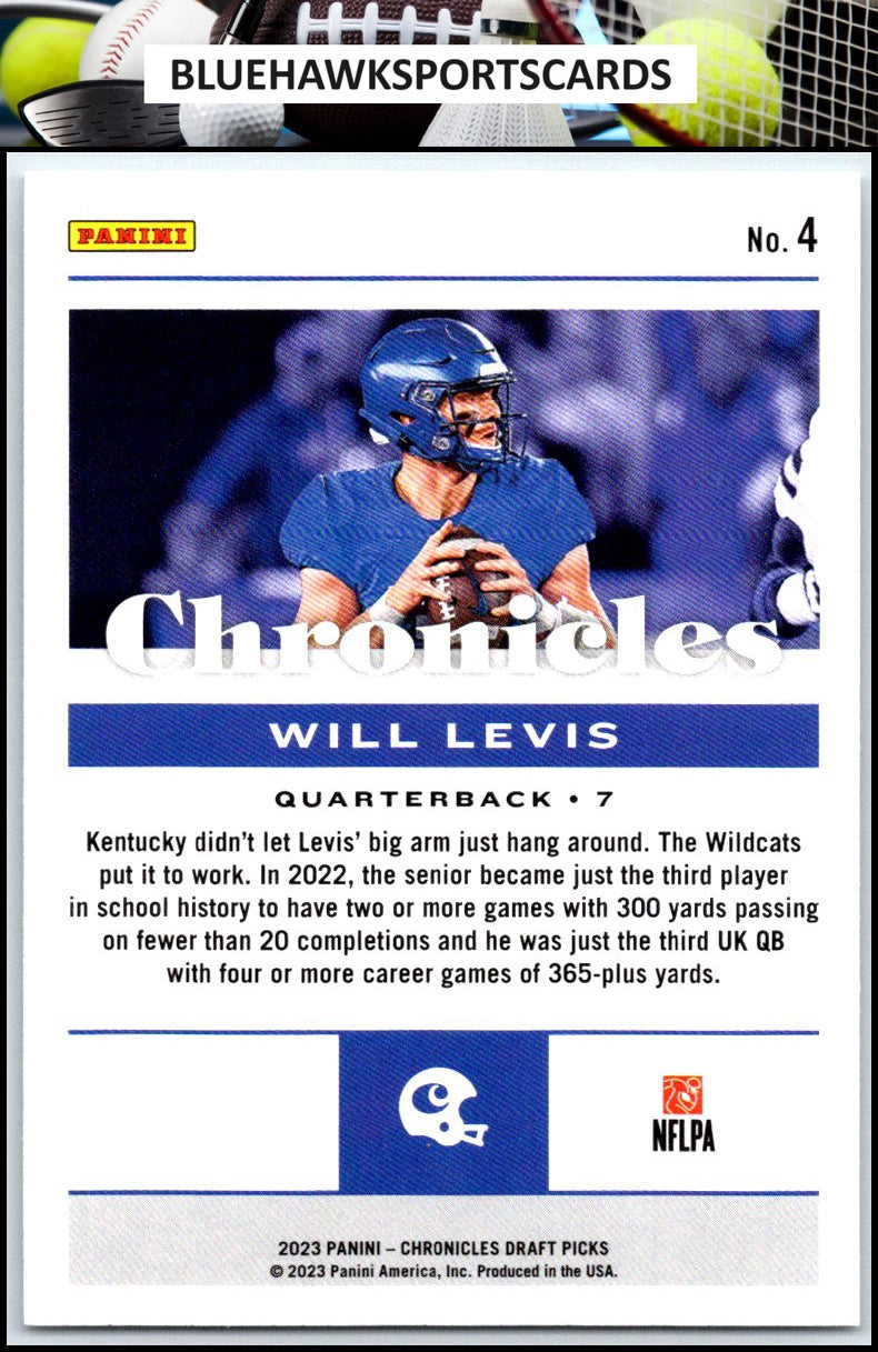 2023 Panini Chronicles Draft Picks #4 Will Levis