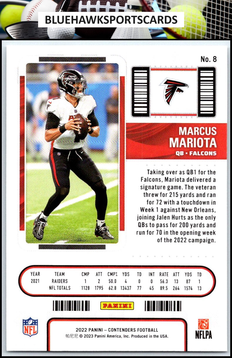 2022 Panini Contenders #8 Marcus Mariota