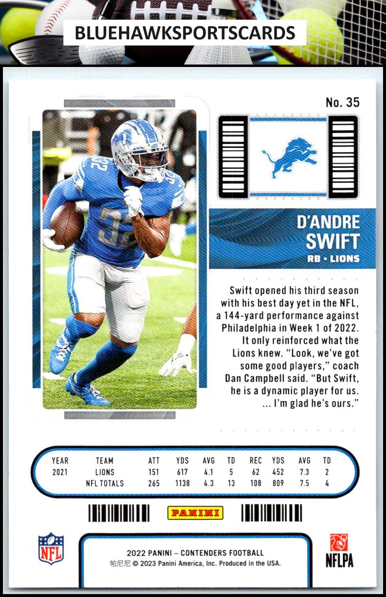 2022 Panini Contenders #35 D'Andre Swift