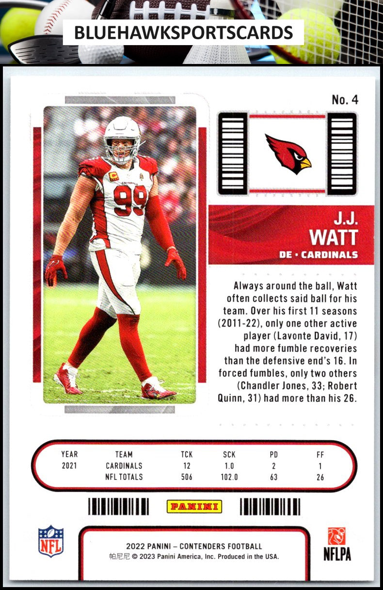 2022 Panini Contenders #4 J.J. Watt