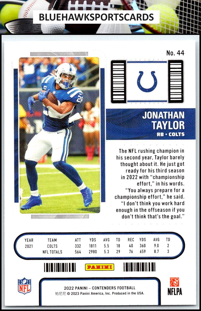 2022 Panini Contenders #44 Jonathan Taylor