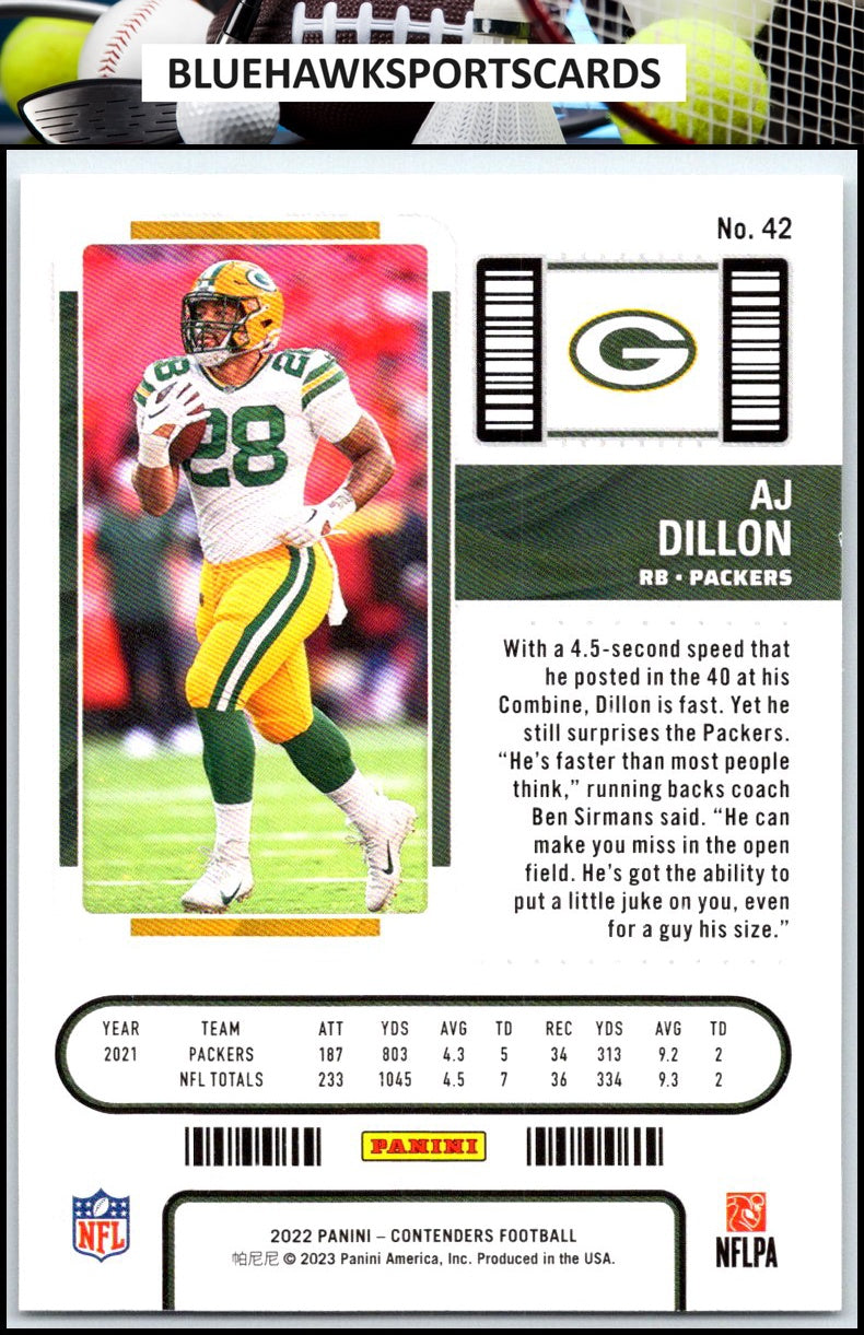 2022 Panini Contenders #42 AJ Dillon