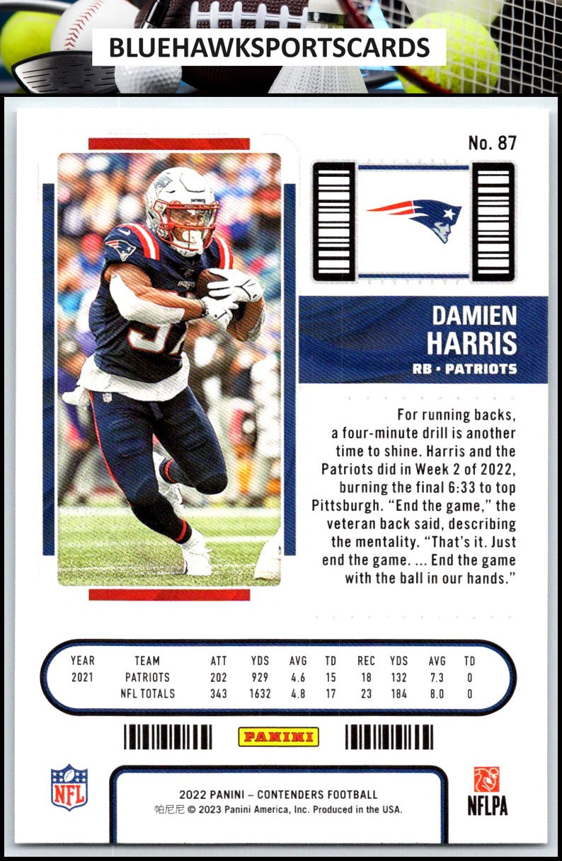2022 Panini Contenders #87 Damien Harris