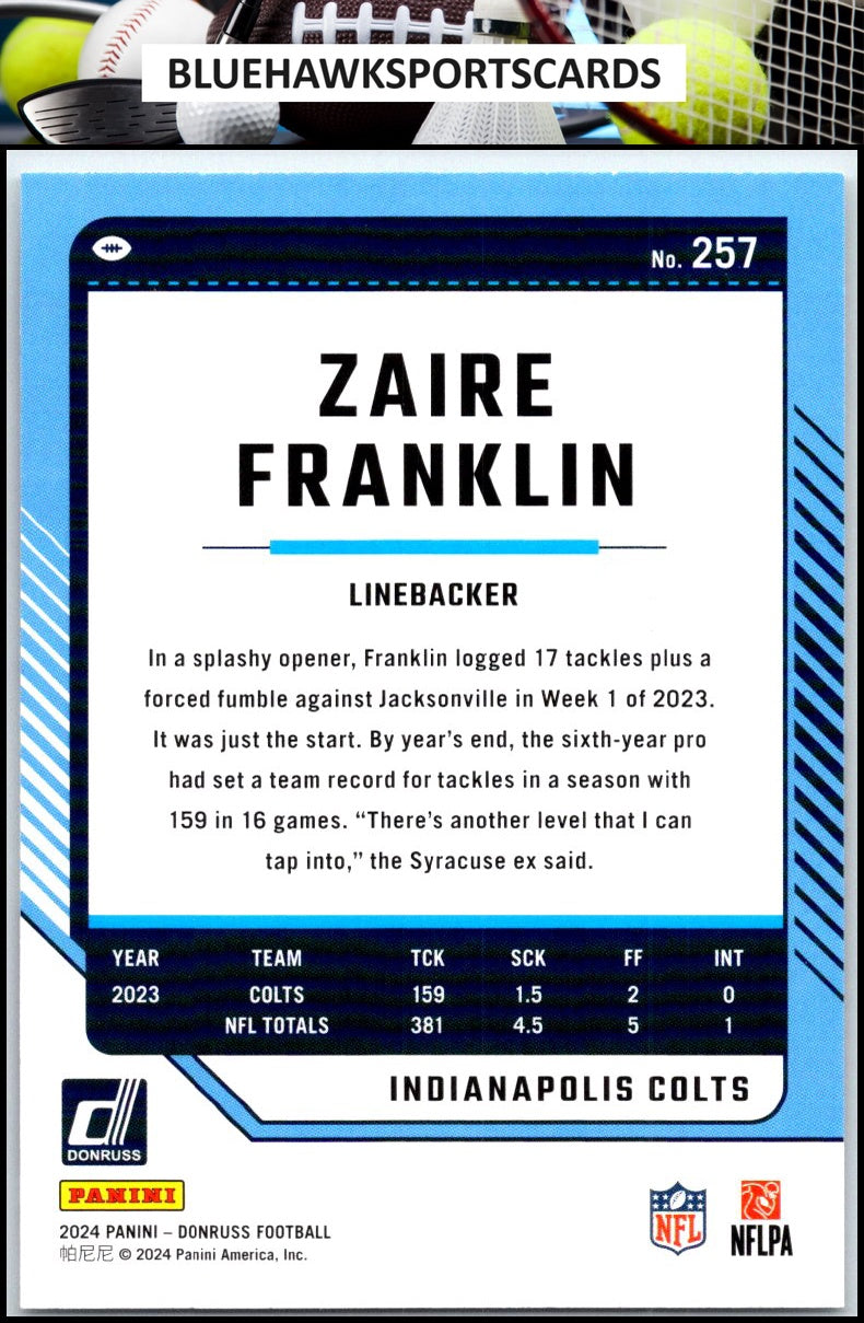 2024 Donruss #257 Zaire Franklin