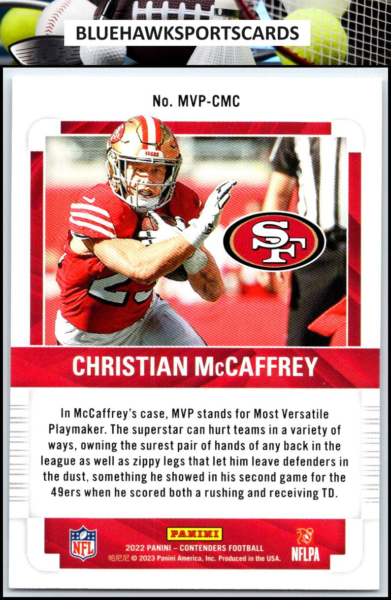 2022 Panini Contenders #MVP-CMC Christian McCaffrey MVP Contenders