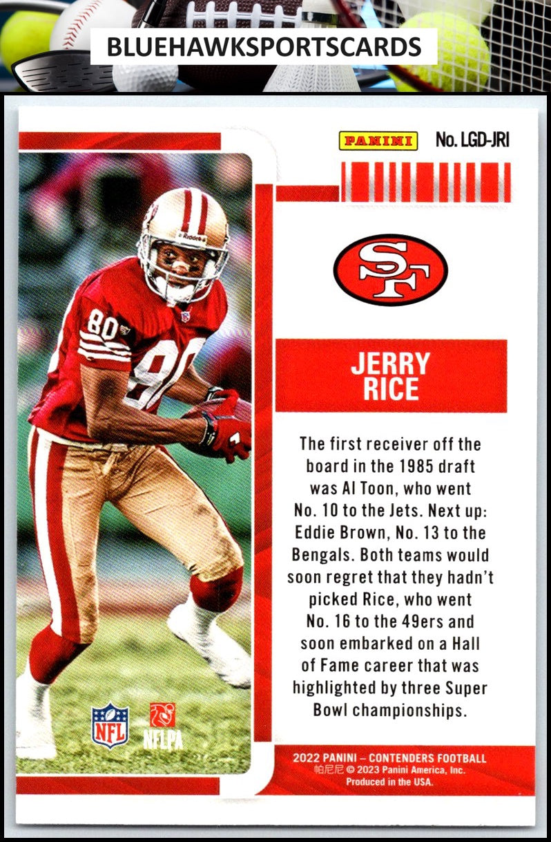 2022 Panini Contenders #LGD-JRI Jerry Rice Legendary Contenders