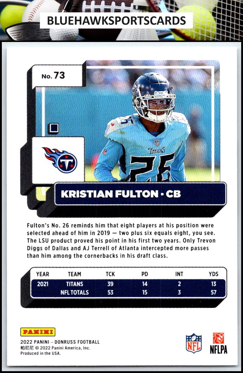 2022 Donruss #73 Kristian Fulton