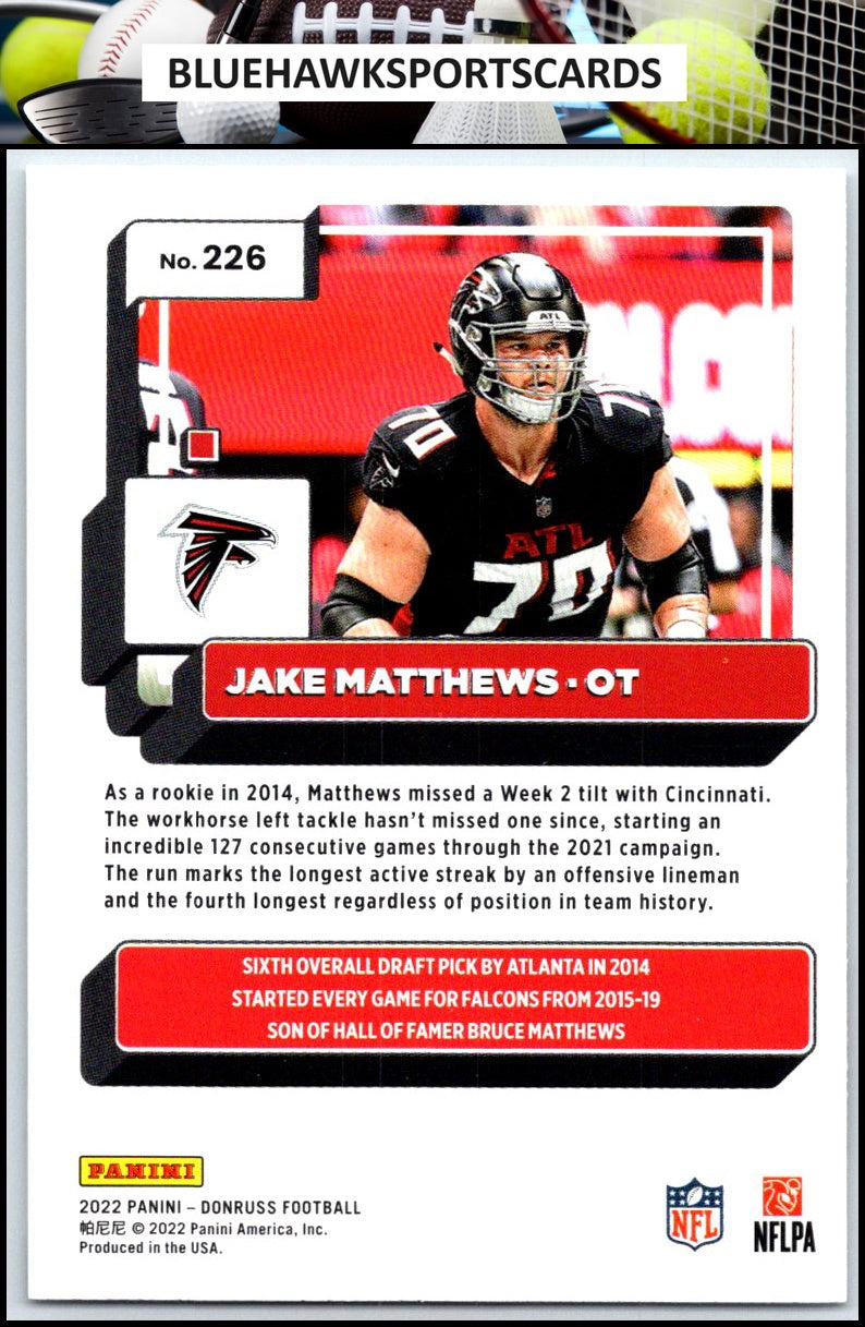2022 Donruss #226 Jake Matthews